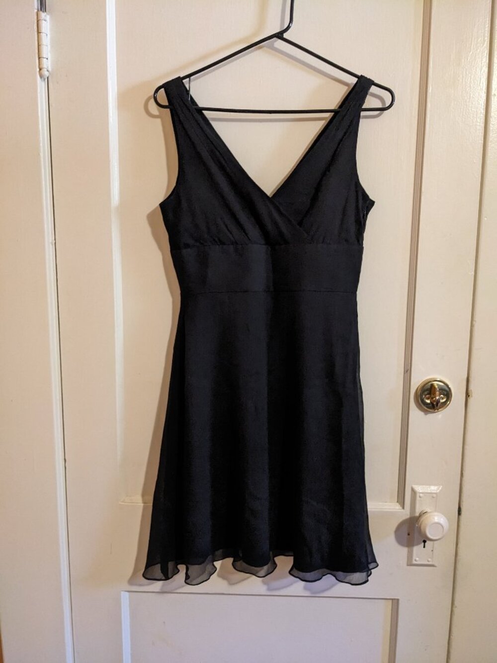 J. Crew Black 100% Silk V-Neck Empire Waist Dress